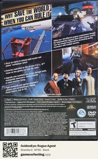 GoldenEye: Rogue Agent PlayStation 2, NTSC box back