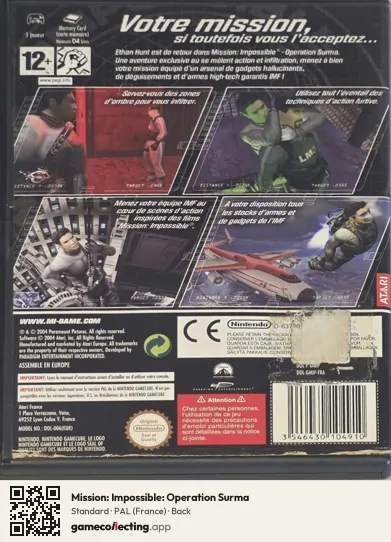 Mission: Impossible: Operation Surma Nintendo GameCube, France box back