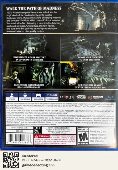 Sundered PlayStation 4, NTSC box back