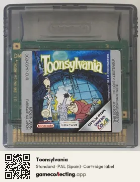 Toonsylvania Game Boy Color, PAL cartridge label