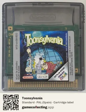 Toonsylvania Game Boy Color, PAL cartridge label