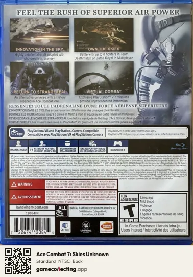 Ace Combat 7: Skies Unknown PlayStation 4, NTSC box back