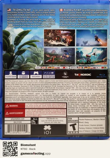 Biomutant PlayStation 4, NTSC box back