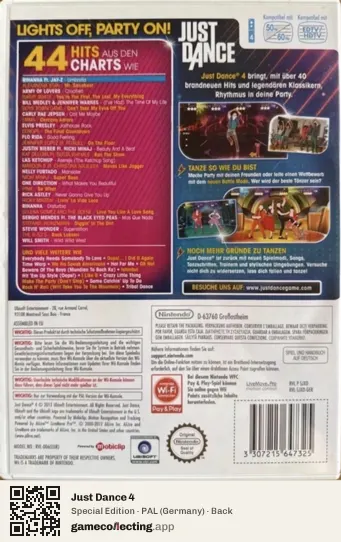 Just Dance 4 Nintendo Wii, Germany box back