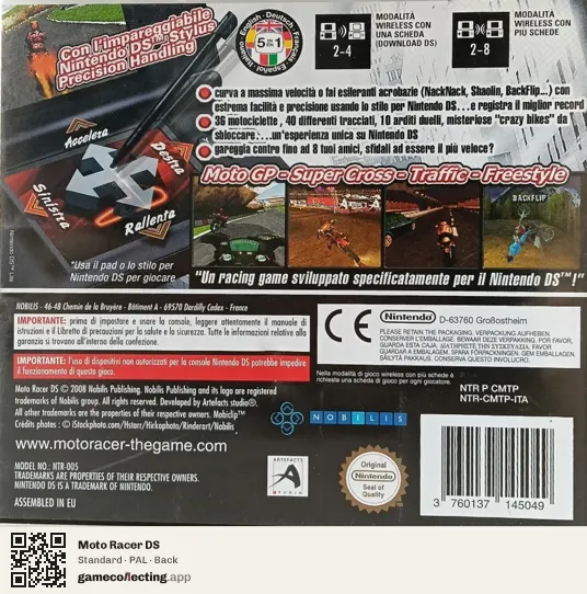 Moto Racer DS Nintendo DS, PAL box back