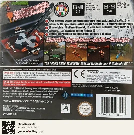 Moto Racer DS Nintendo DS, PAL box back