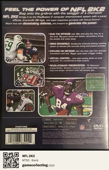 NFL 2K2 PlayStation 2, NTSC box back