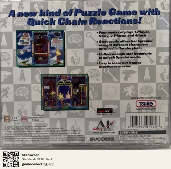 Starsweep PlayStation, NTSC box back