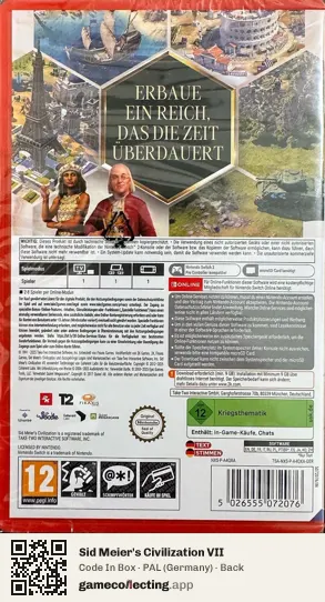 Sid Meier's Civilization VII Nintendo Switch 2, Germany box back