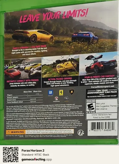 Forza Horizon 2 Xbox One, NTSC box back