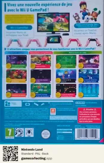 Nintendo Land Nintendo Wii U, PAL box back