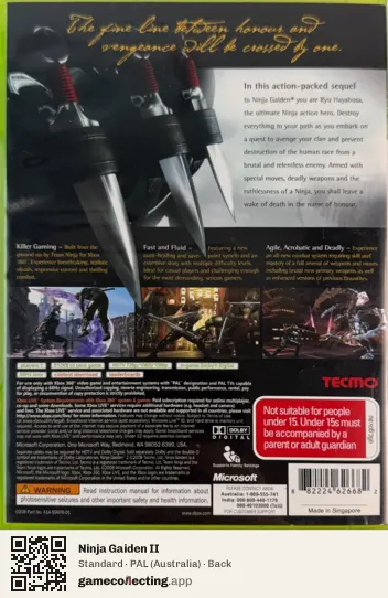 Ninja Gaiden II Xbox 360, Australia box back