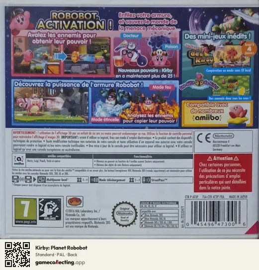 Kirby: Planet Robobot Nintendo 3DS, PAL box back