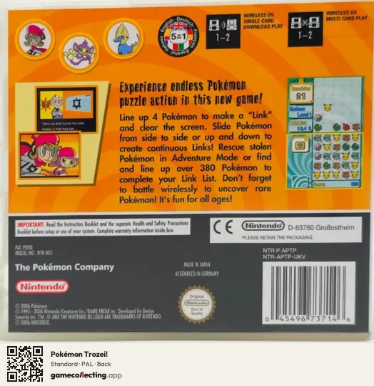 Pokémon Trozei! Nintendo DS, PAL box back