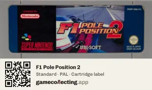 F1 Pole Position 2 Super Nintendo Entertainment System, PAL cartridge label