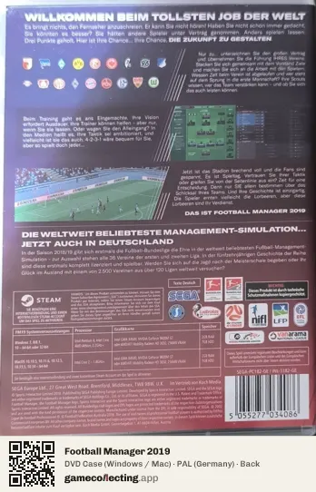 Football Manager 2019 Computer, Germany box back