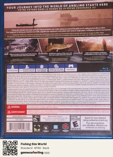 Fishing Sim World PlayStation 4, NTSC box back