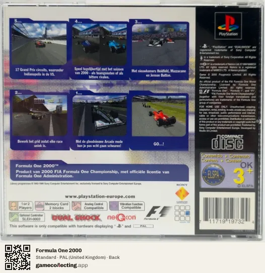 Formula One 2000 PlayStation, United Kingdom box back