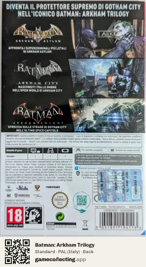 Batman: Arkham Trilogy Nintendo Switch, Italy box back