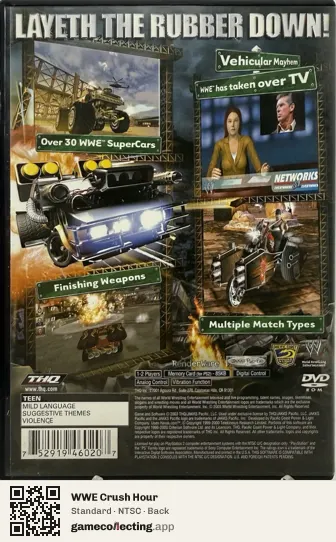 WWE Crush Hour PlayStation 2, NTSC box back