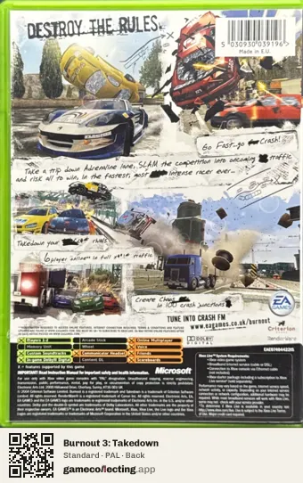 Burnout 3: Takedown Xbox, PAL box back
