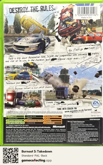 Burnout 3: Takedown Xbox, PAL box back
