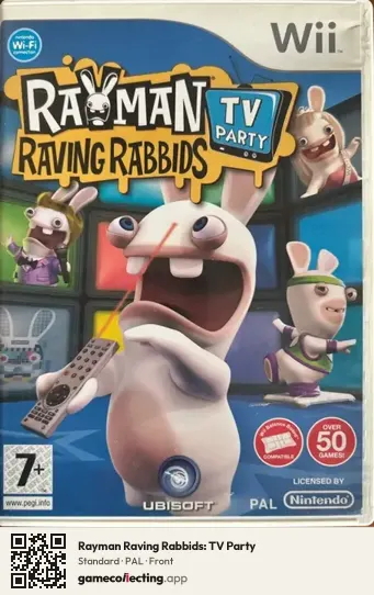 Rayman Raving Rabbids: TV Party Nintendo Wii, PAL box front
