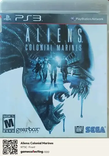 Aliens: Colonial Marines PlayStation 3, NTSC box front