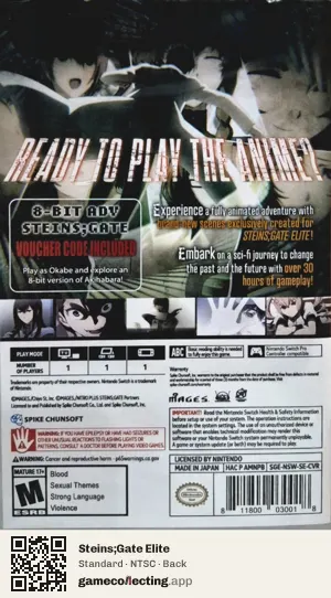 Steins;Gate Elite Nintendo Switch, NTSC box back
