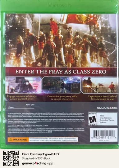 Final Fantasy Type-0 HD Xbox One, NTSC box back