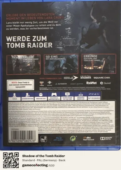 Shadow of the Tomb Raider PlayStation 4, Germany box back
