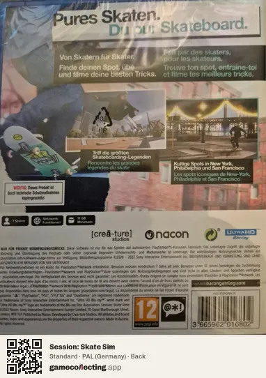 Session: Skate Sim PlayStation 5, Germany box back
