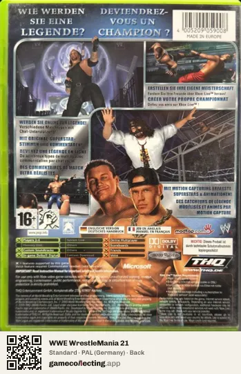 WWE WrestleMania 21 Xbox, Germany box back