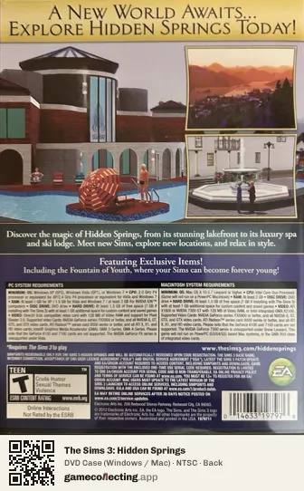 The Sims 3: Hidden Springs Computer, NTSC box back