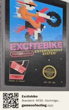 Excitebike Nintendo Entertainment System, NTSC cartridge label