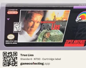 True Lies Super Nintendo Entertainment System, NTSC cartridge label