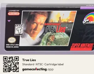 True Lies Super Nintendo Entertainment System, NTSC cartridge label