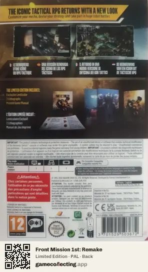 Front Mission 1st: Remake Nintendo Switch, PAL box back