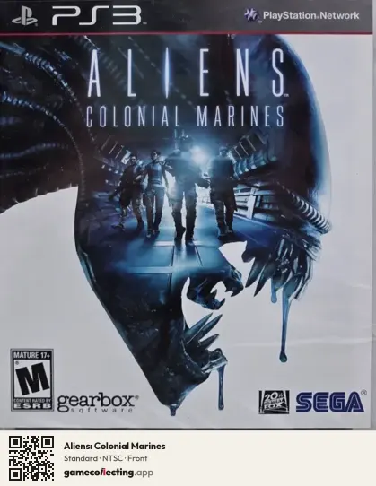 Aliens: Colonial Marines PlayStation 3, NTSC box front