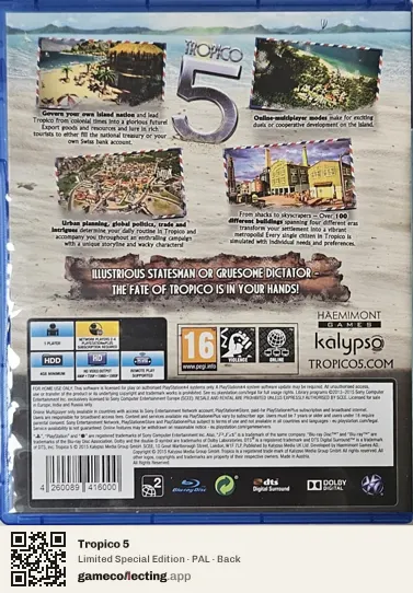 Tropico 5 PlayStation 4, PAL box back