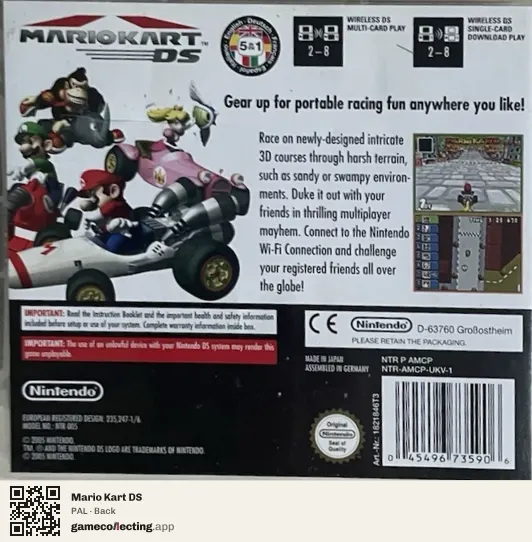 Mario Kart DS Nintendo DS, PAL box back