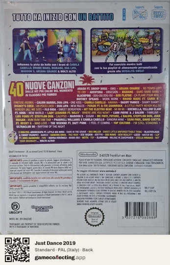 Just Dance 2019 Nintendo Wii, Italy box back