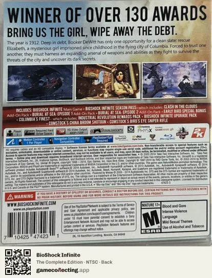BioShock Infinite PlayStation 3, NTSC box back