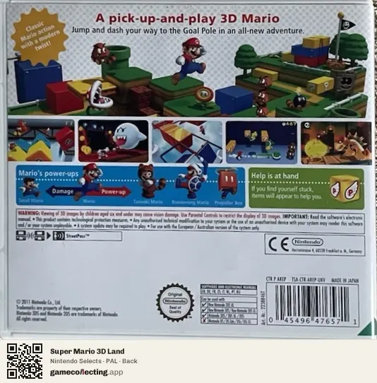Super Mario 3D Land Nintendo 3DS, PAL box back