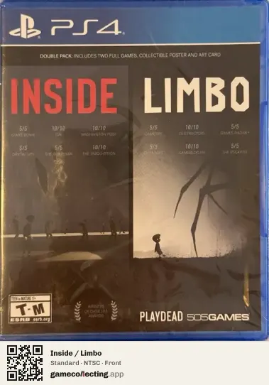 Inside / Limbo PlayStation 4, NTSC box front