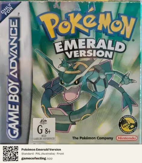 Pokémon Emerald Version Game Boy Advance, Australia box front