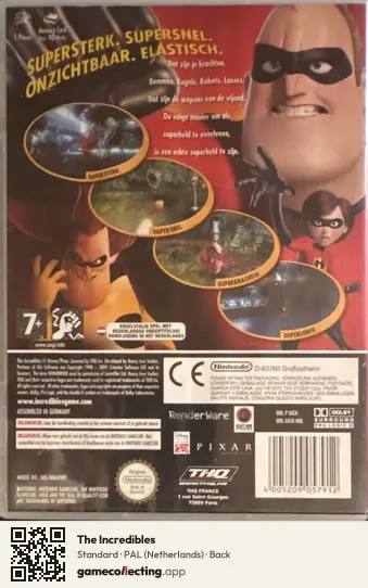 The Incredibles Nintendo GameCube, Netherlands box back