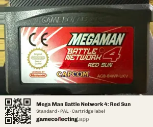 Mega Man Battle Network 4: Red Sun Game Boy Advance, PAL cartridge label