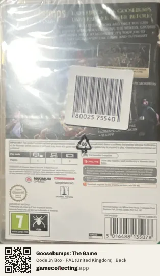 Goosebumps: The Game Nintendo Switch, United Kingdom box back