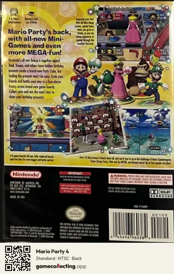 Mario Party 4 Nintendo GameCube, NTSC box back
